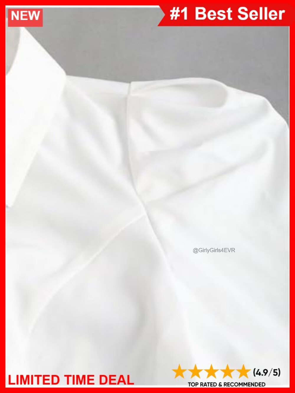 Puff Sleeve Button Down Collar Crop Blouse Business Casual Top - Picture 2 of 4